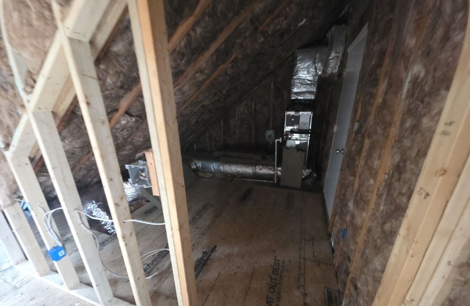 Knee wall framing and air handler in the addition